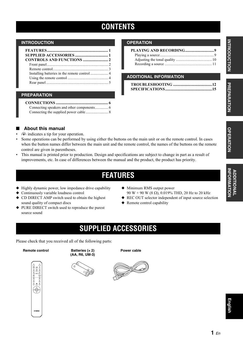 Yamaha A-S700 User Manual | Page 3 / 144