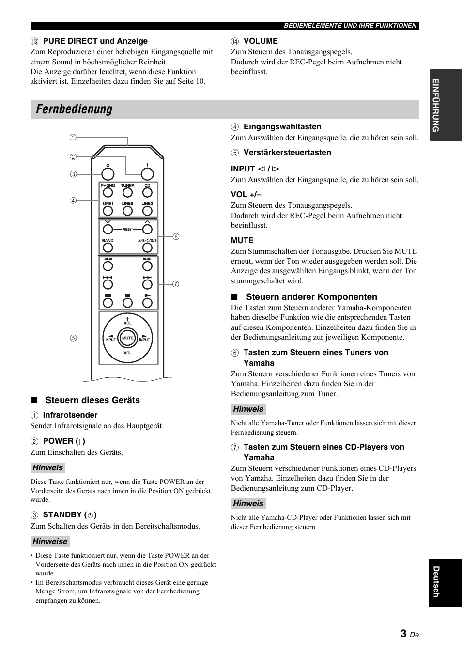 Fernbedienung | Yamaha A-S700 User Manual | Page 41 / 144