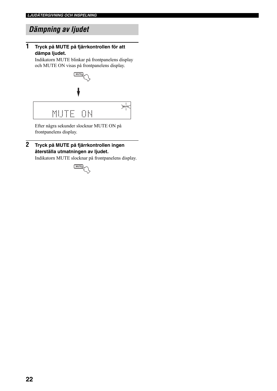 Dämpning av ljudet | Yamaha RX-797 User Manual | Page 156 / 266
