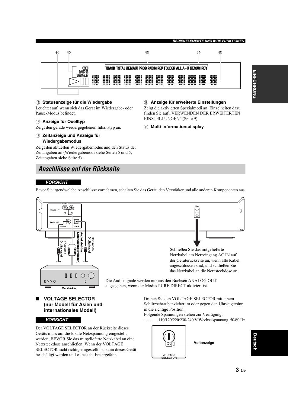 Anschlüsse auf der rückseite | Yamaha CD-S300 User Manual | Page 31 / 108