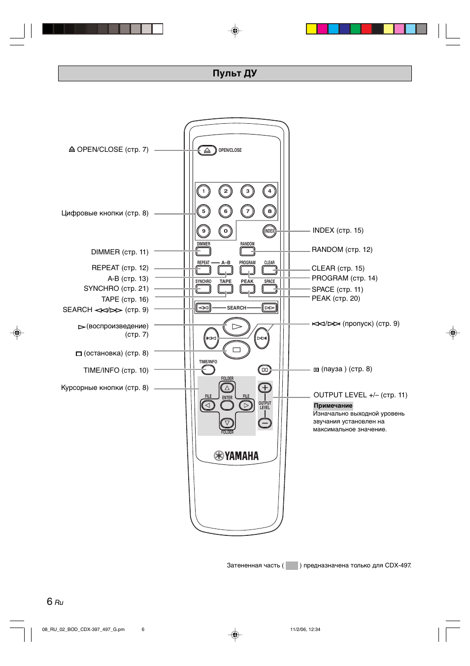 Пульт ду | Yamaha CDX-497 User Manual | Page 183 / 228