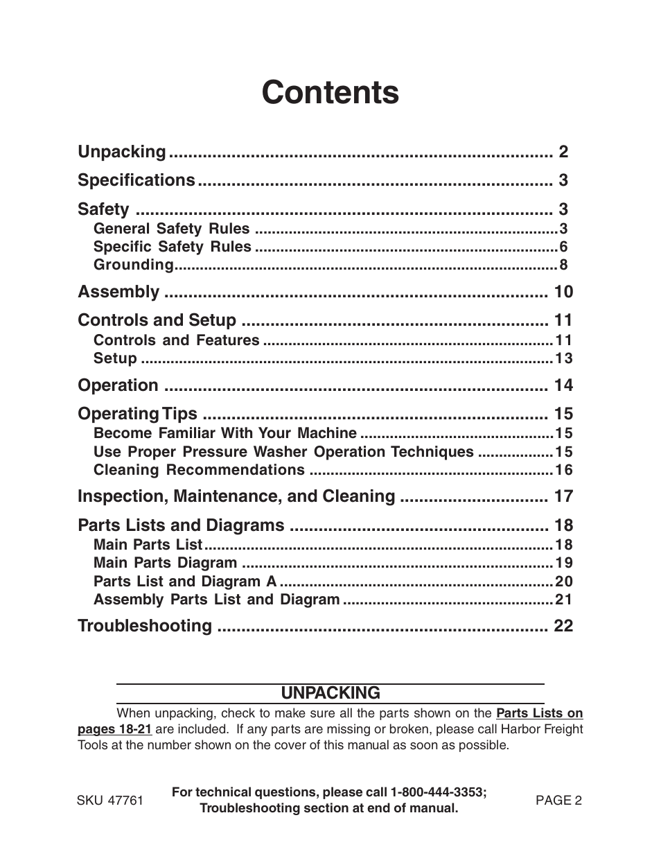 Harbor Freight Tools 47761 User Manual | Page 2 / 24