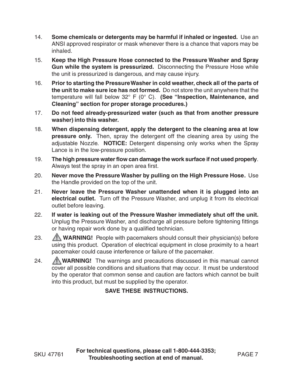 Harbor Freight Tools 47761 User Manual | Page 7 / 24