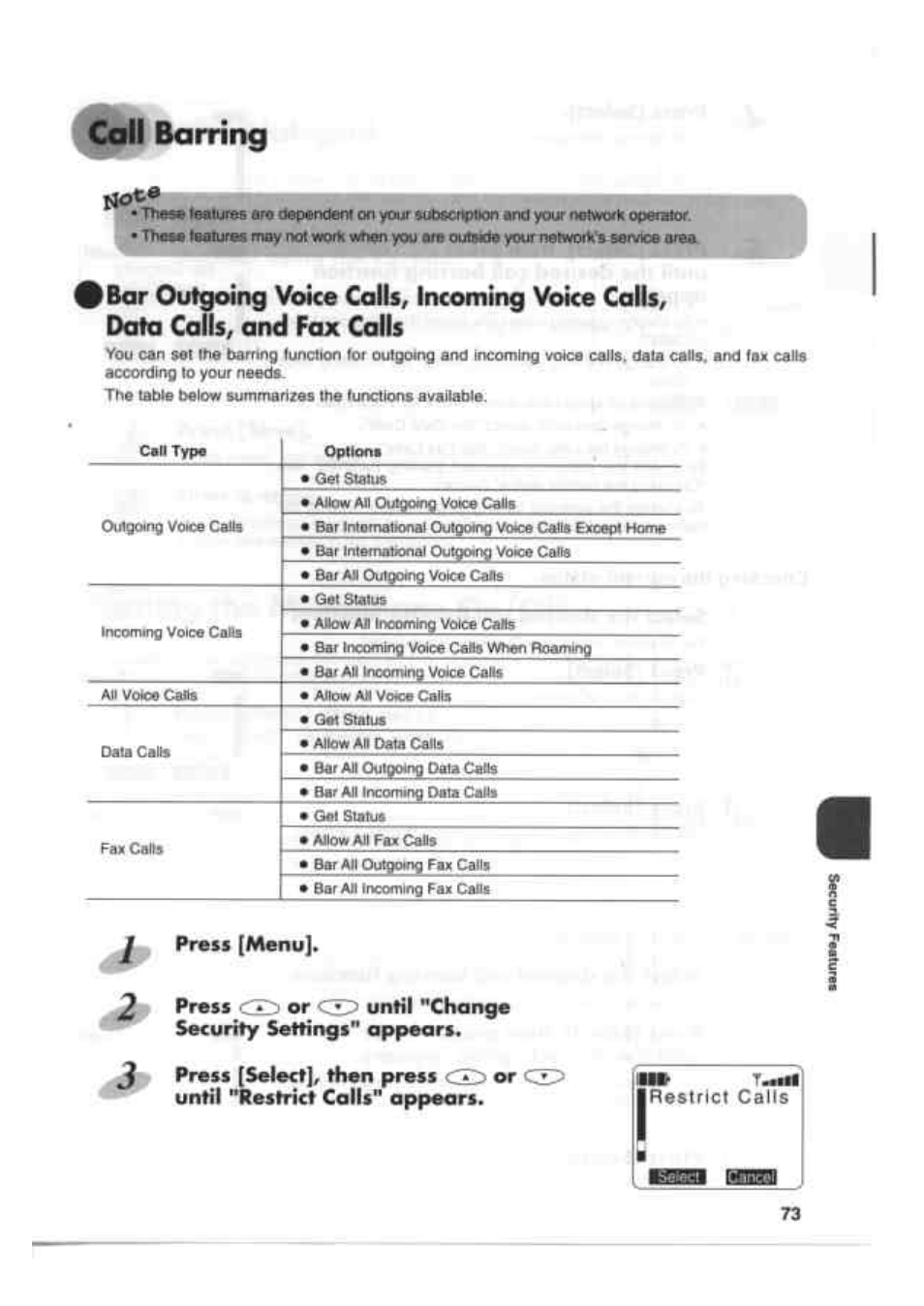 Call barring | Kenwood EM 618 User Manual | Page 13 / 27