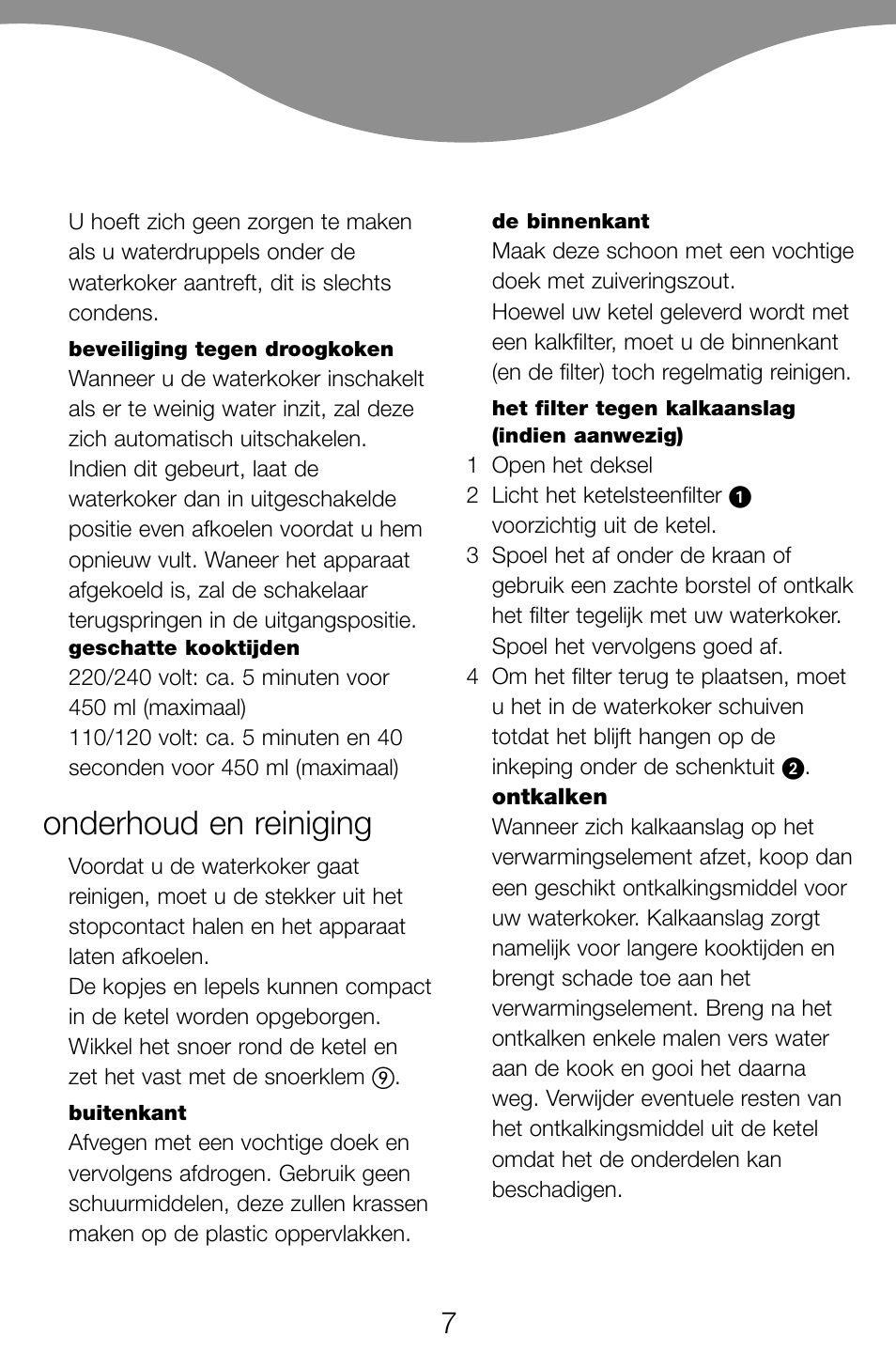 Onderhoud en reiniging | Kenwood JK60 User Manual | Page 10 / 72