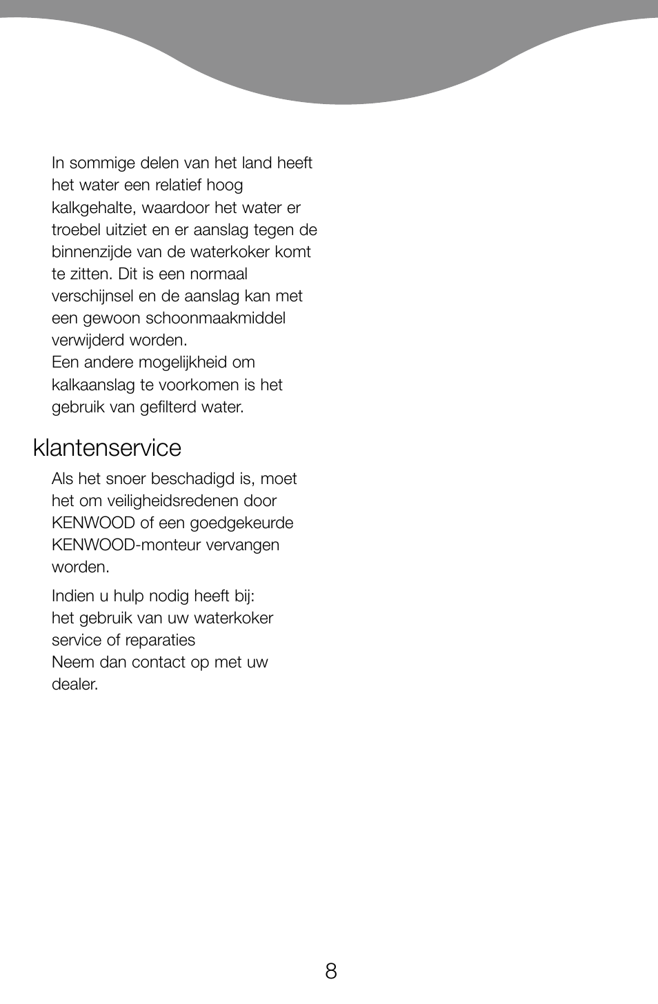 Klantenservice | Kenwood JK60 User Manual | Page 11 / 72
