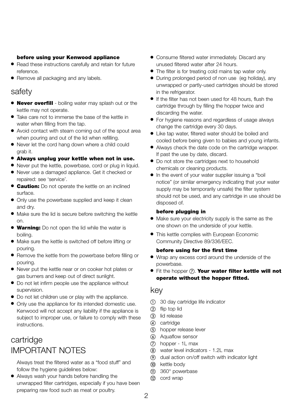 Safety | Kenwood WK960 User Manual | Page 5 / 76