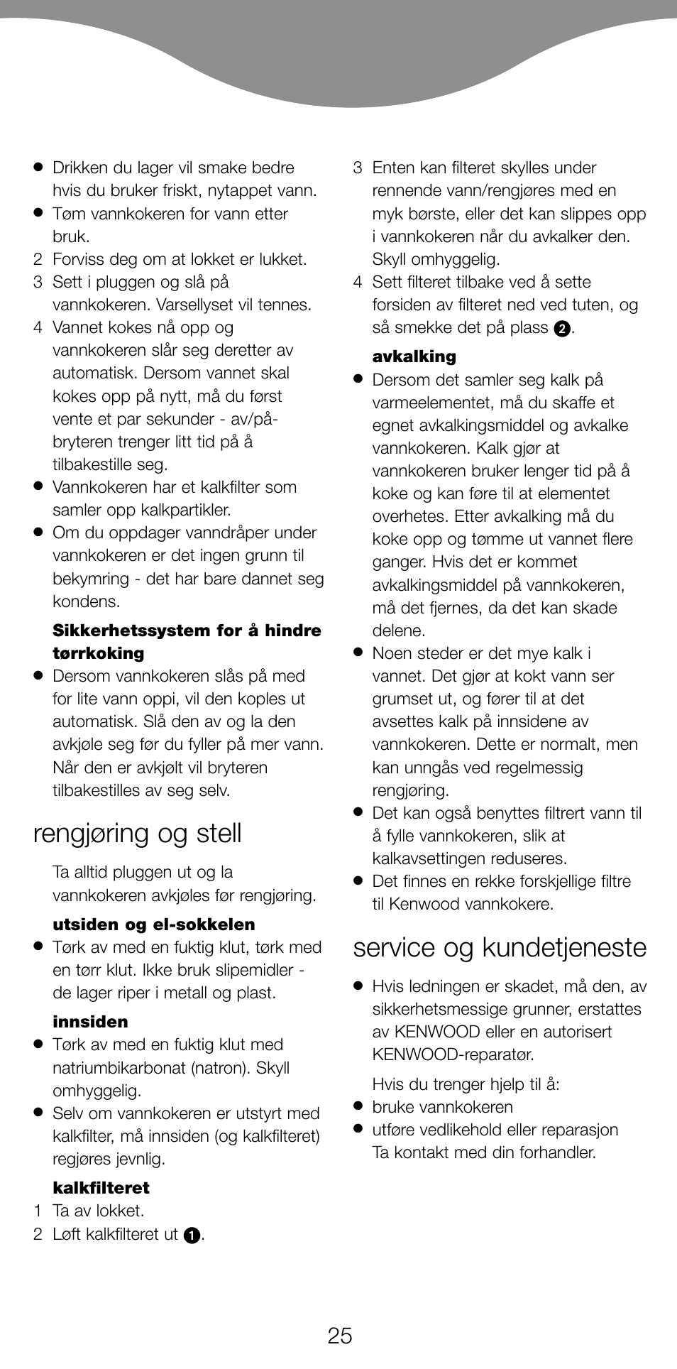 Rengjøring og stell, Service og kundetjeneste | Kenwood SJ900 User Manual | Page 28 / 48
