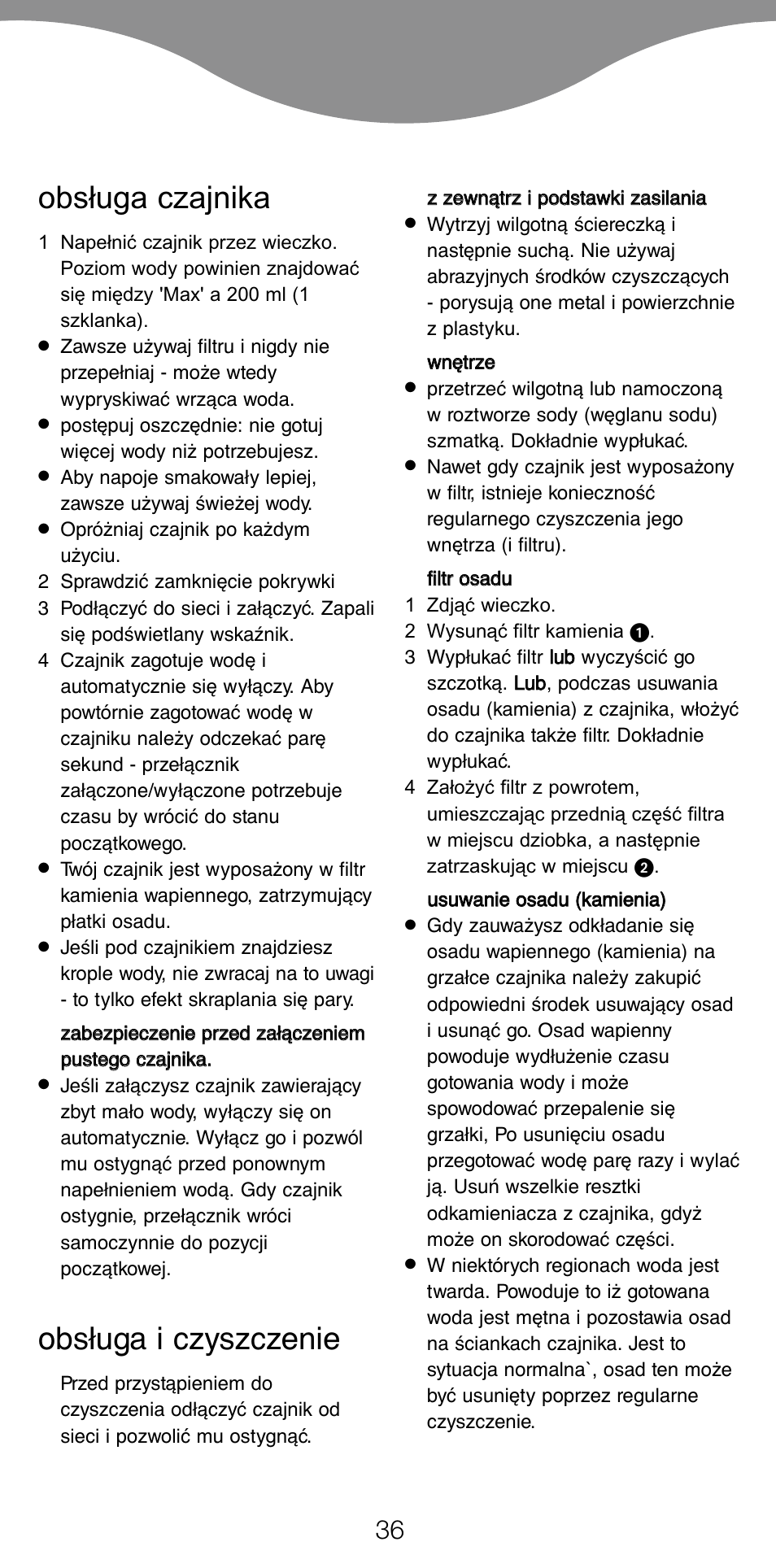 Obsługa czajnika, Obsługa i czyszczenie | Kenwood SJ900 User Manual | Page 39 / 48