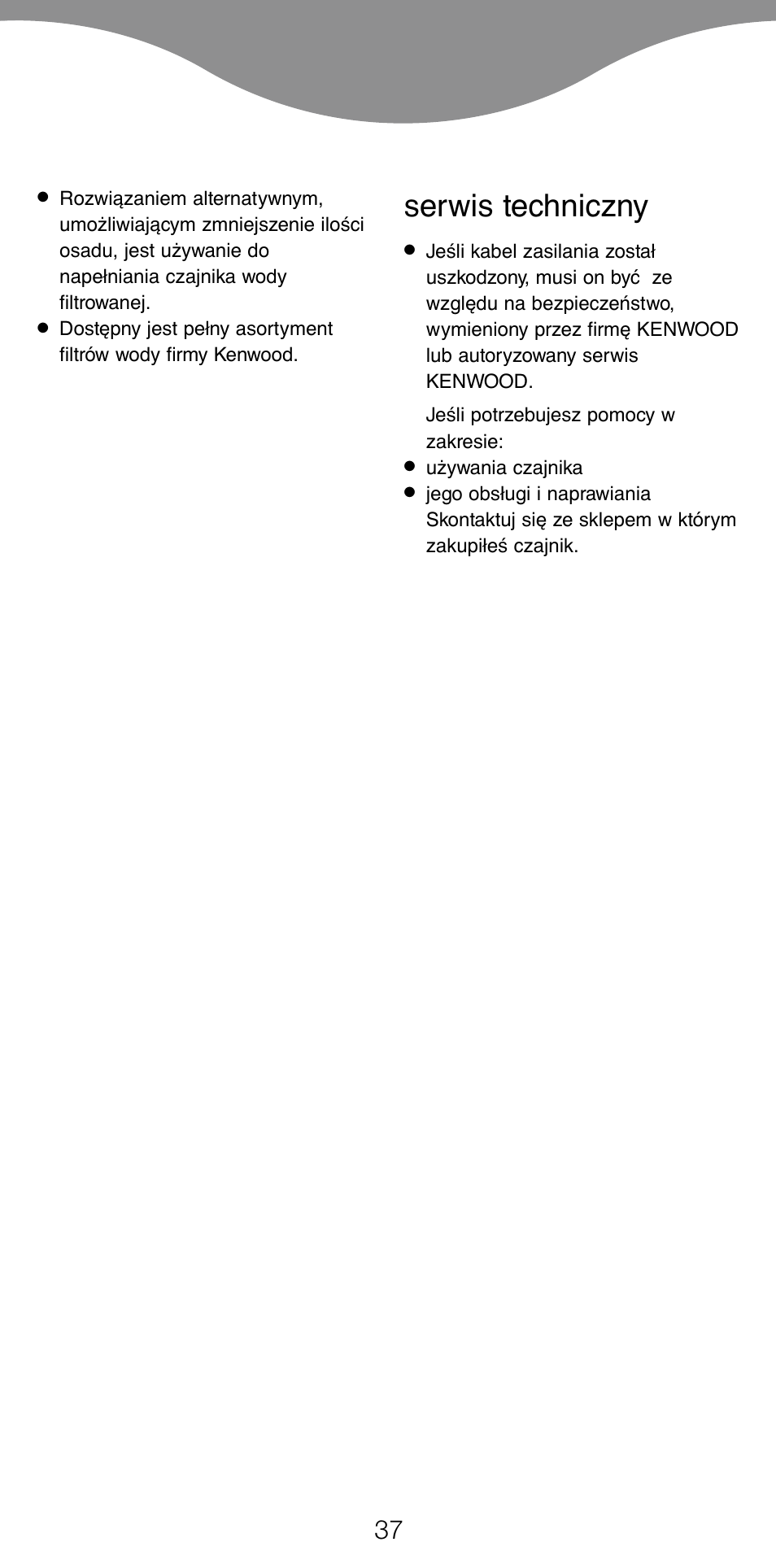 Serwis techniczny | Kenwood SJ900 User Manual | Page 40 / 48