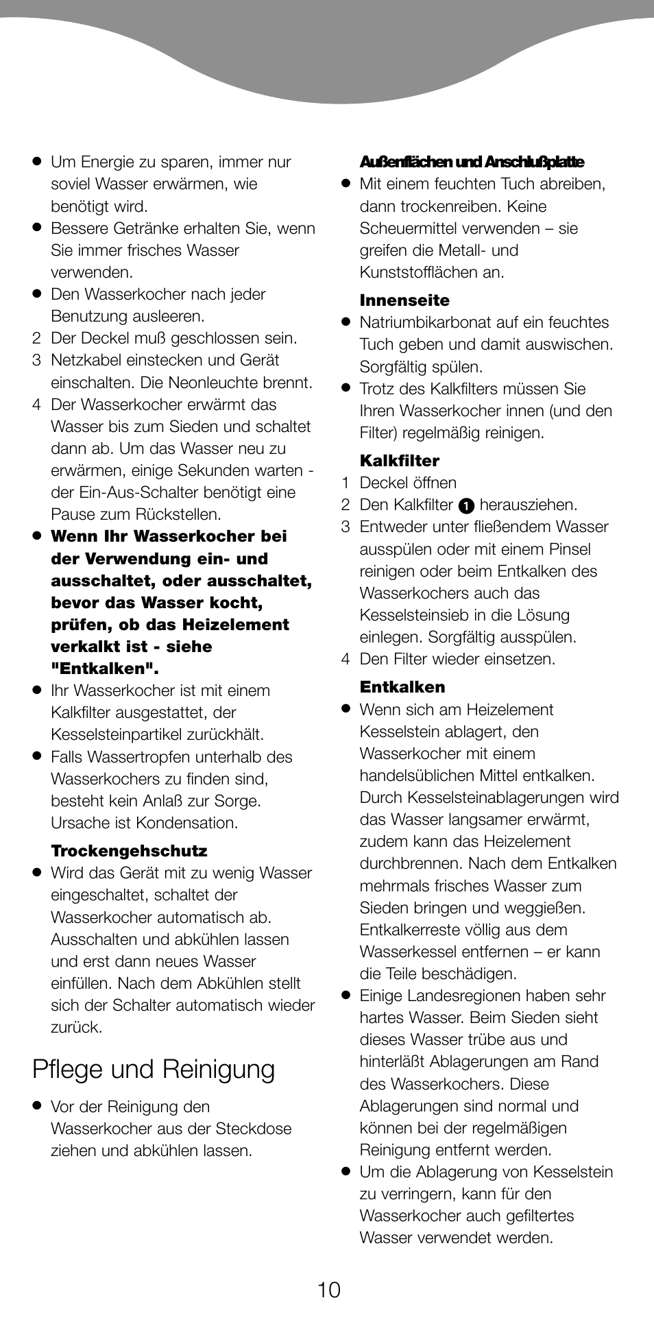 Pflege und reinigung | Kenwood SK620 User Manual | Page 13 / 48