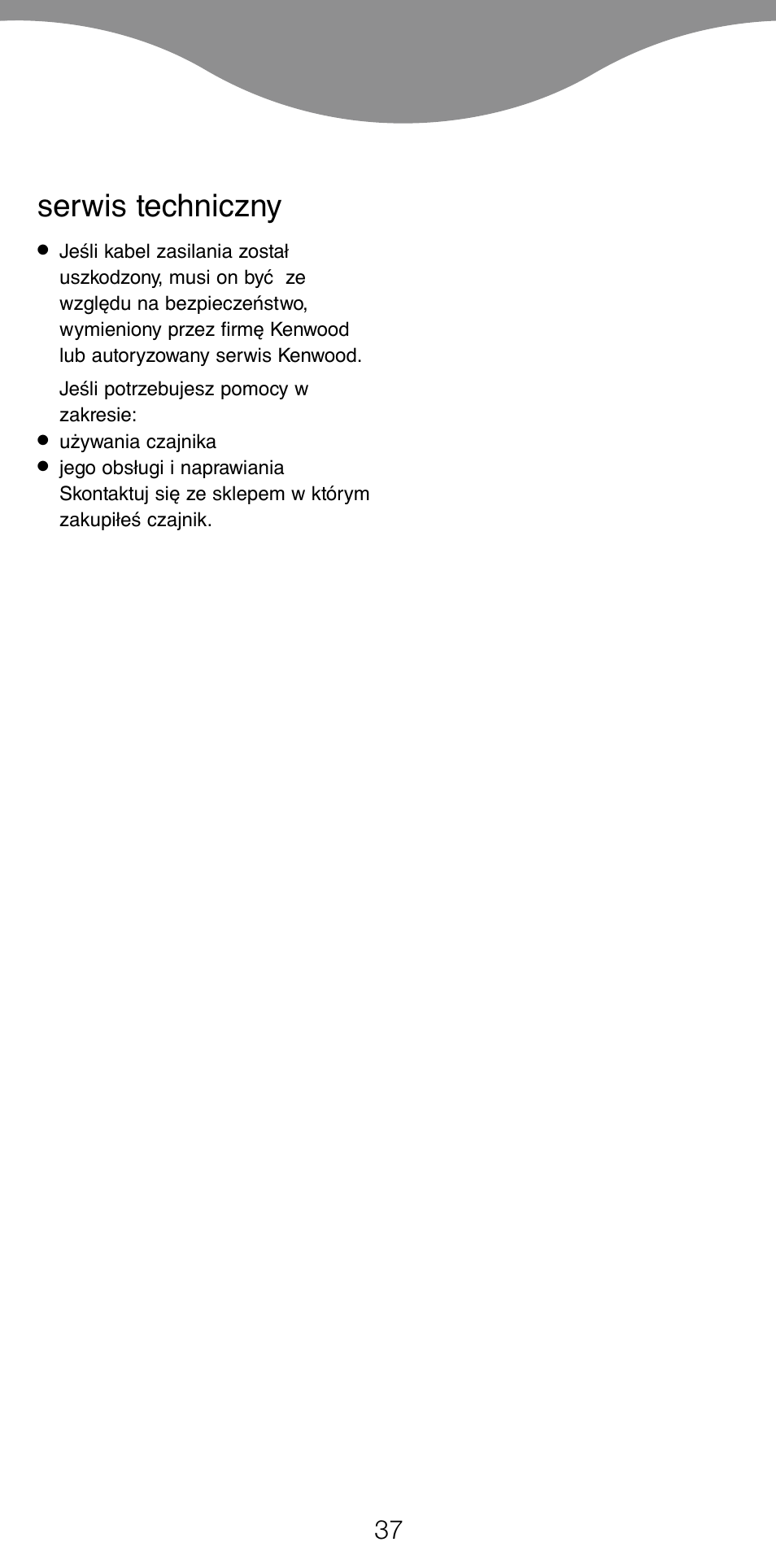 Serwis techniczny | Kenwood SK620 User Manual | Page 40 / 48