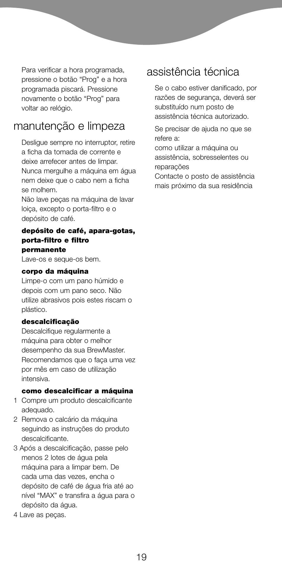 Manutenção e limpeza, Assistência técnica | Kenwood CM450 series User Manual | Page 22 / 59