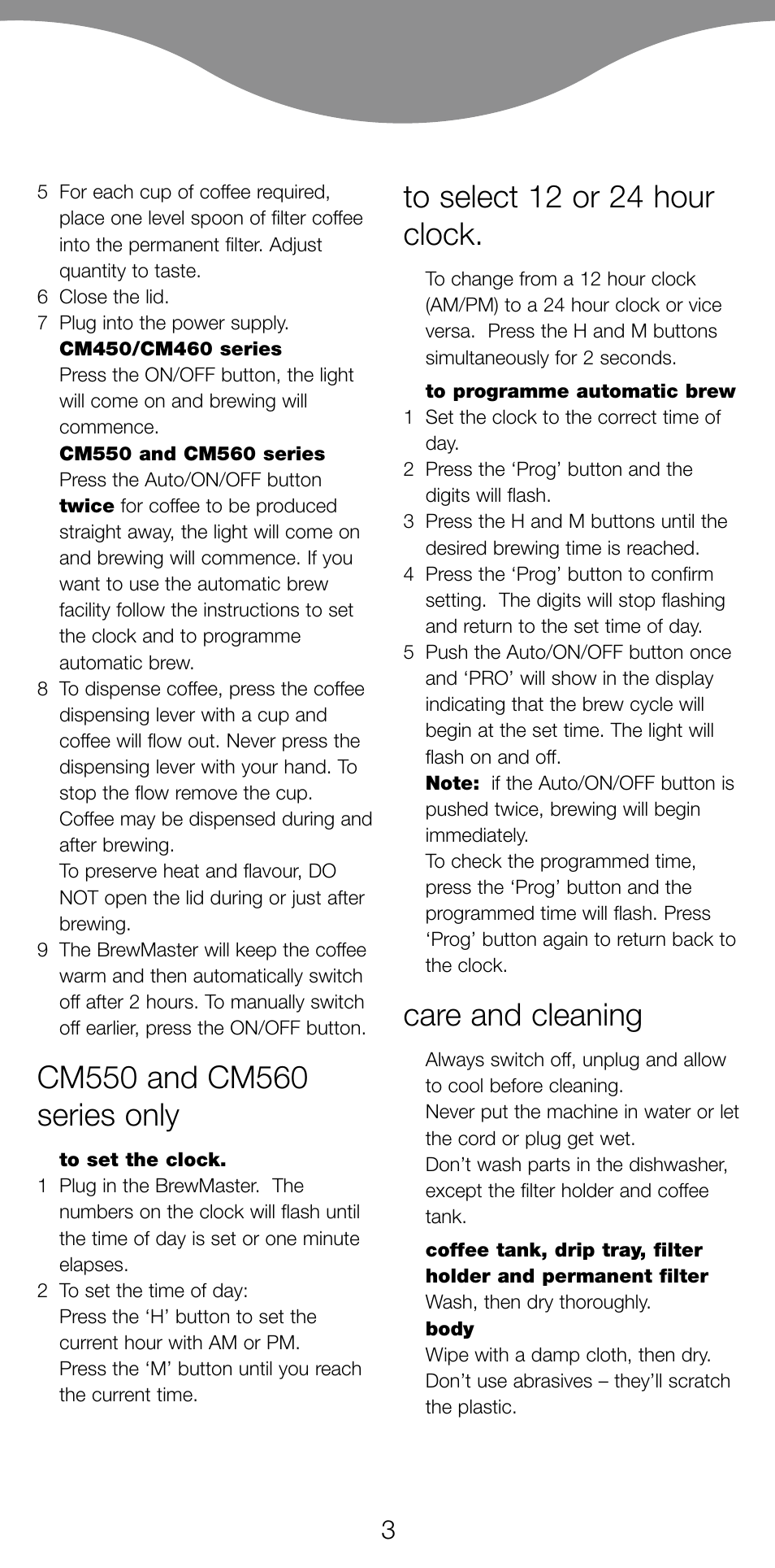 Care and cleaning | Kenwood CM450 series User Manual | Page 6 / 59