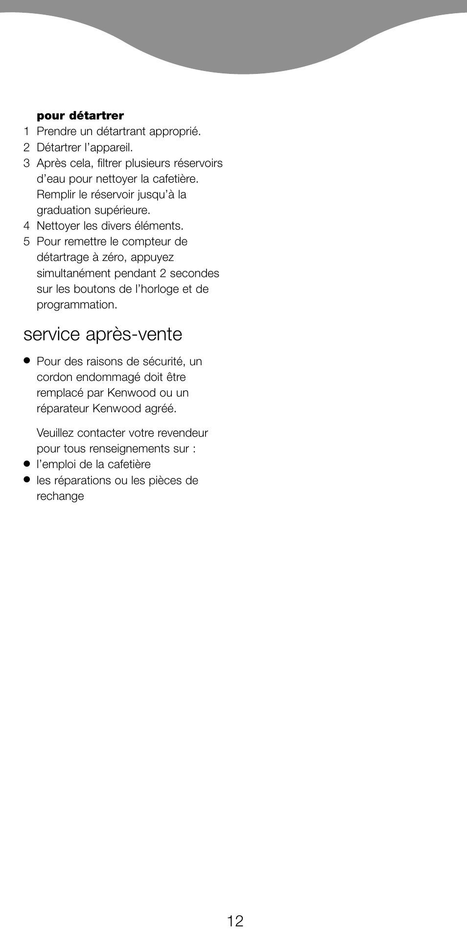 Service après-vente | Kenwood CM470 series User Manual | Page 15 / 74