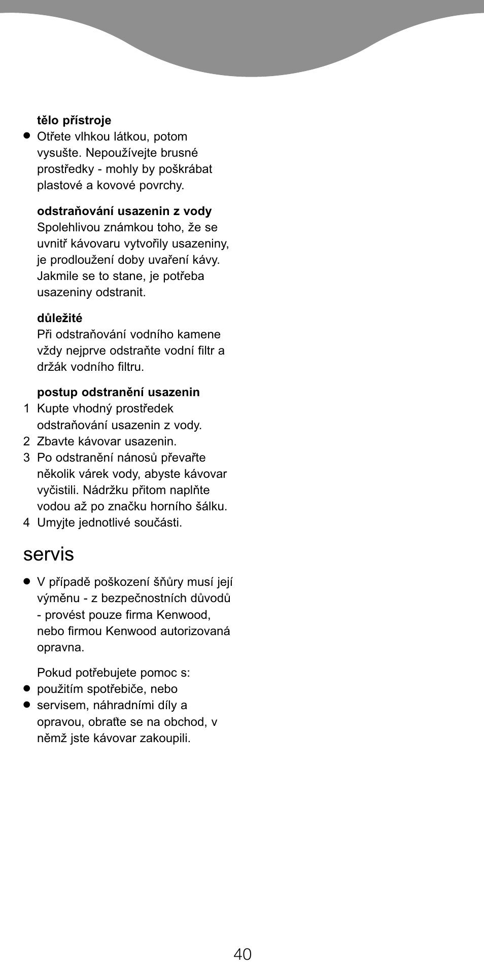 Servis | Kenwood CM370 User Manual | Page 43 / 59