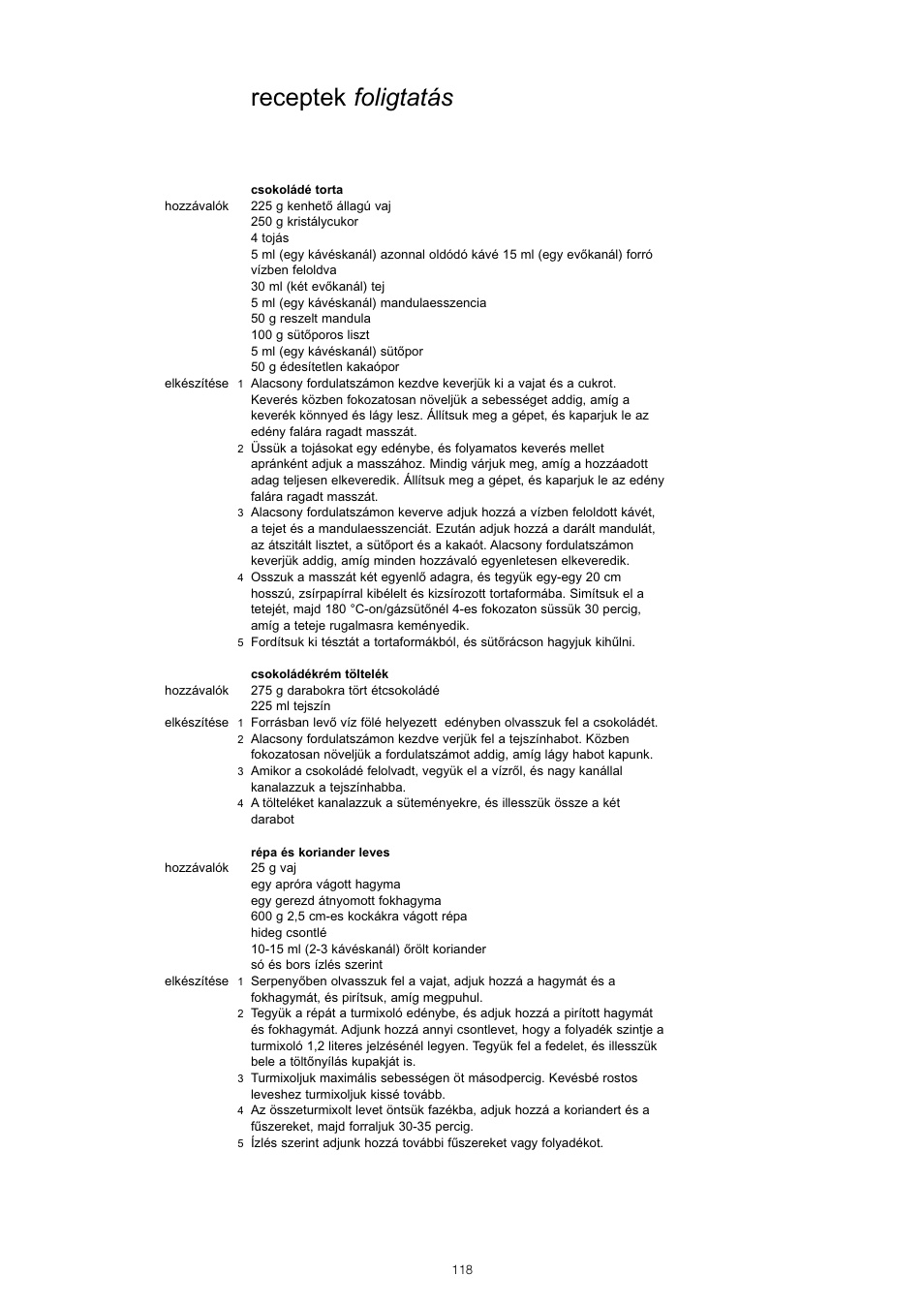 Receptek foligtatás | Kenwood KM001 series User Manual | Page 119 / 153
