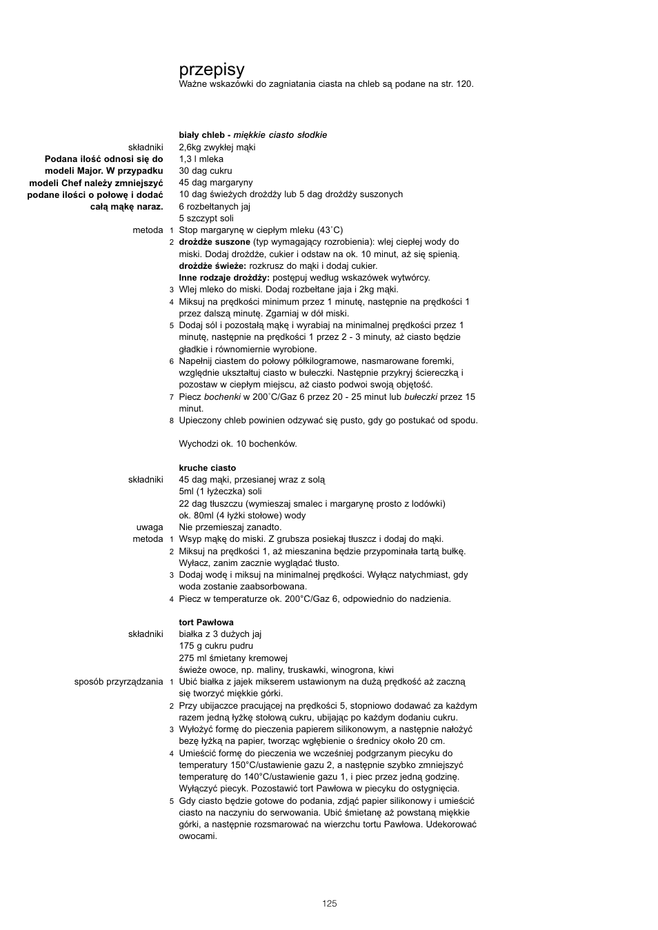 Przepisy | Kenwood KM001 series User Manual | Page 126 / 153