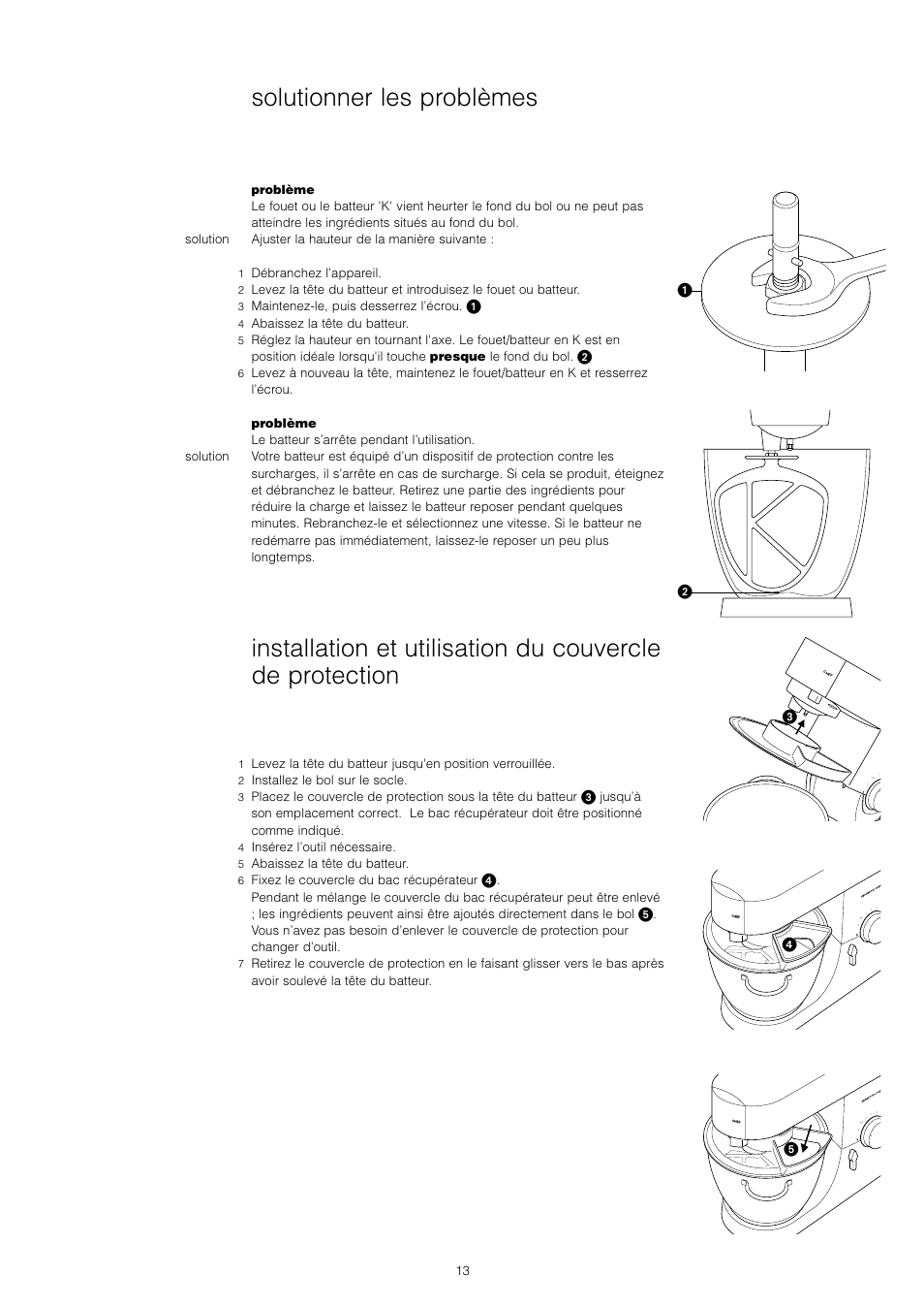 Solutionner les problèmes | Kenwood KM001 series User Manual | Page 14 / 153