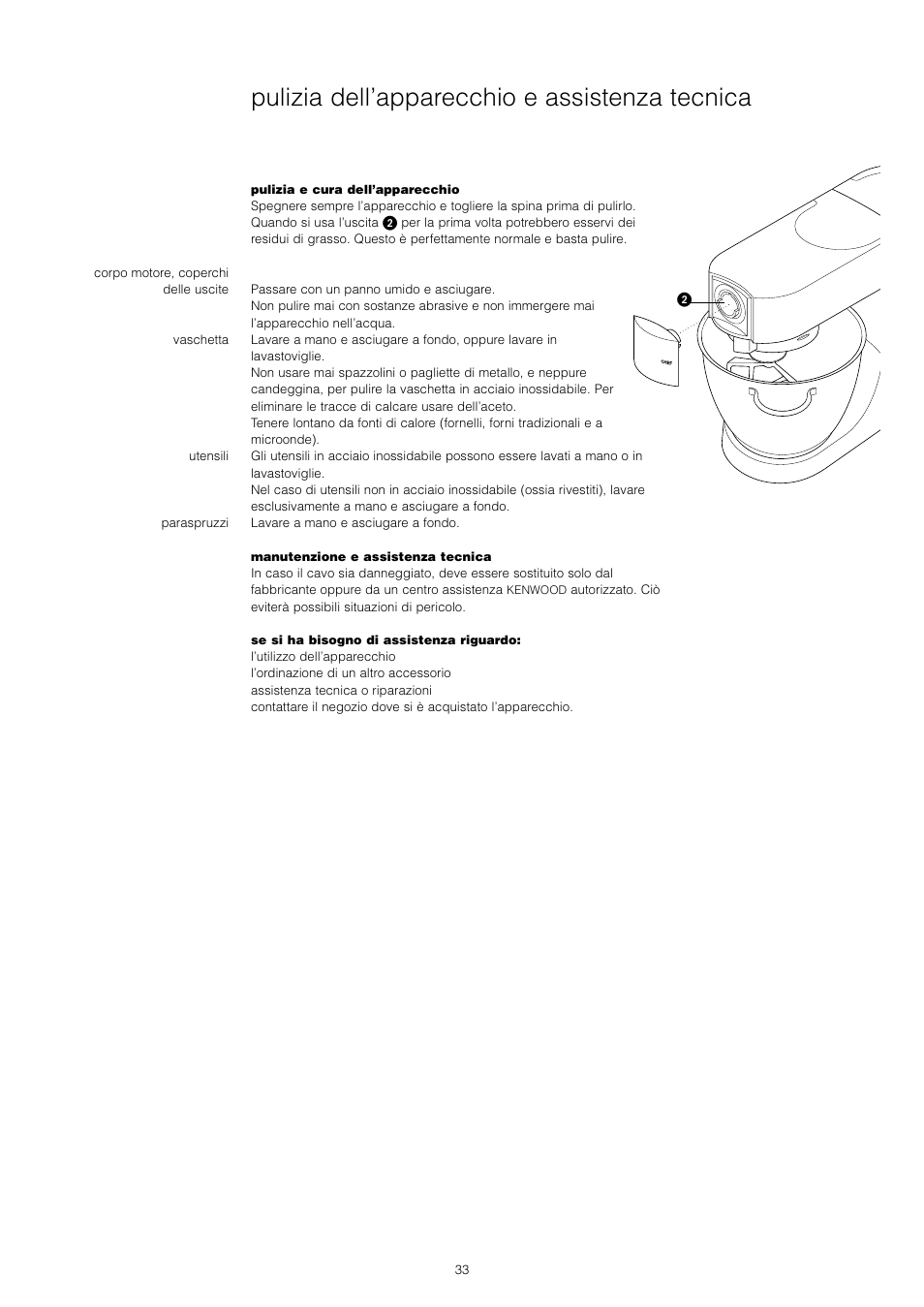 Pulizia dell’apparecchio e assistenza tecnica | Kenwood KM001 series User Manual | Page 34 / 153
