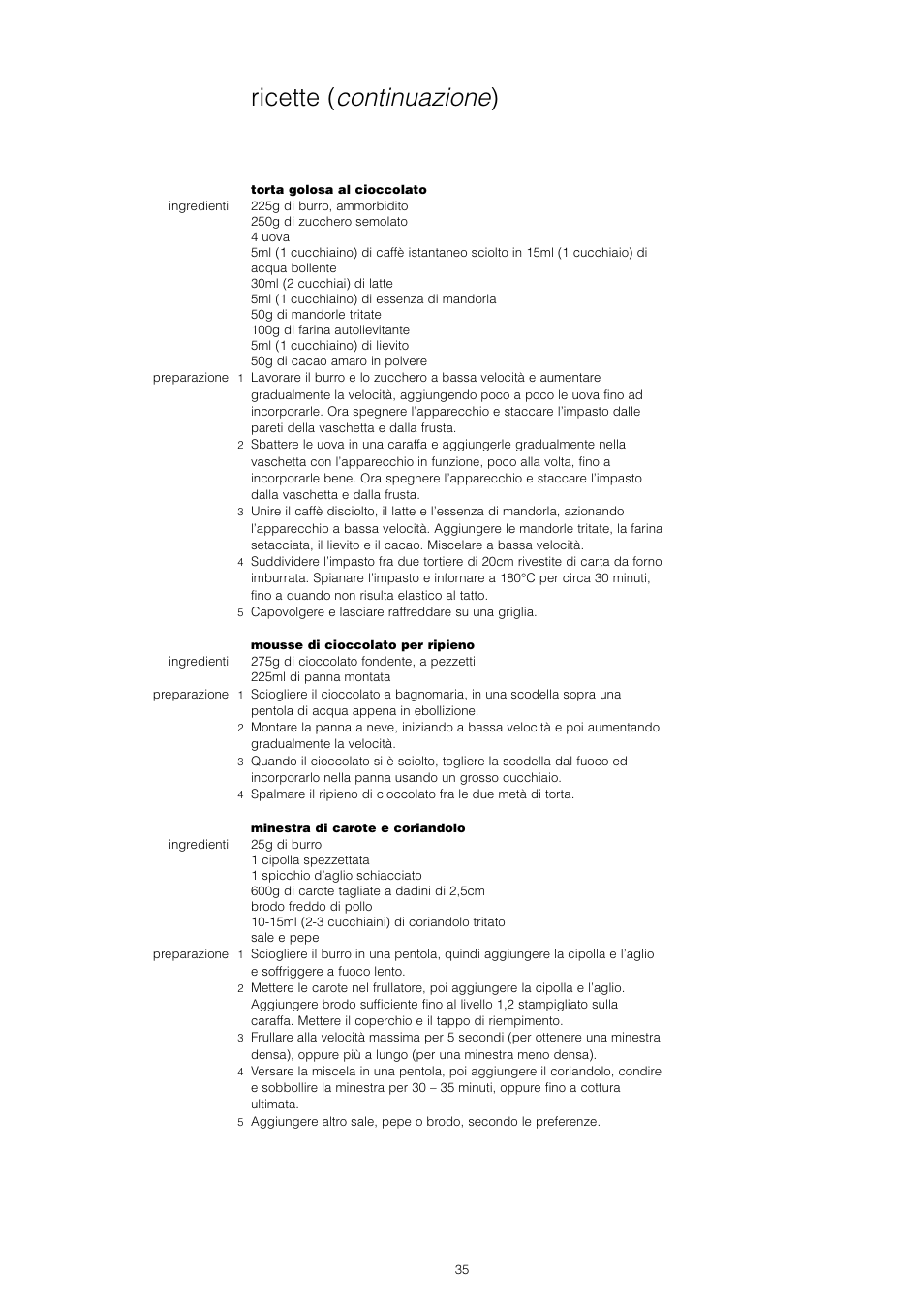 Ricette ( continuazione ) | Kenwood KM001 series User Manual | Page 36 / 153