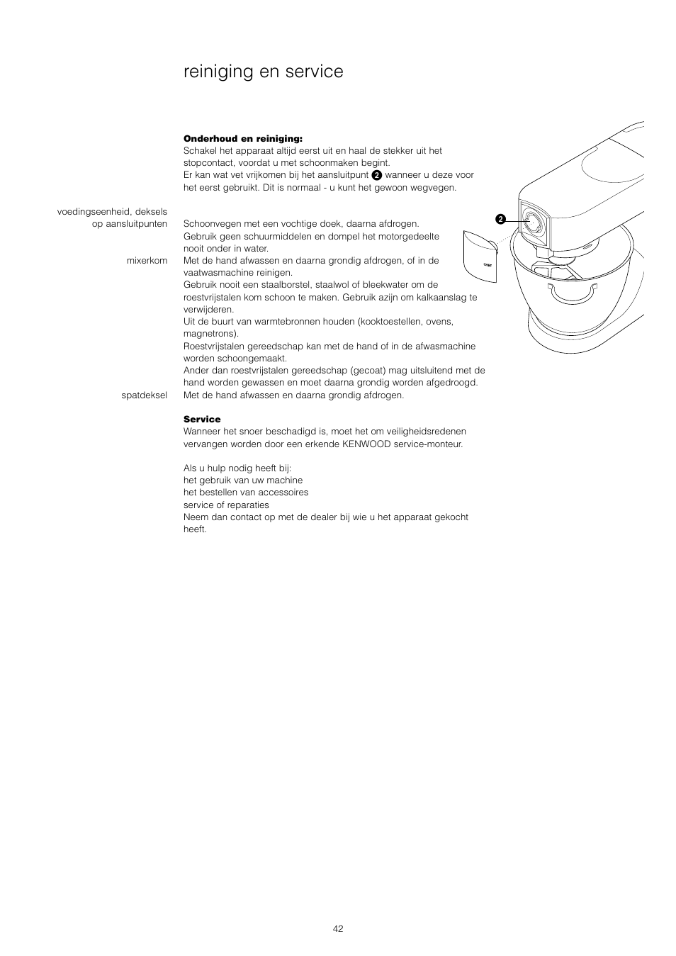 Reiniging en service | Kenwood KM001 series User Manual | Page 43 / 153