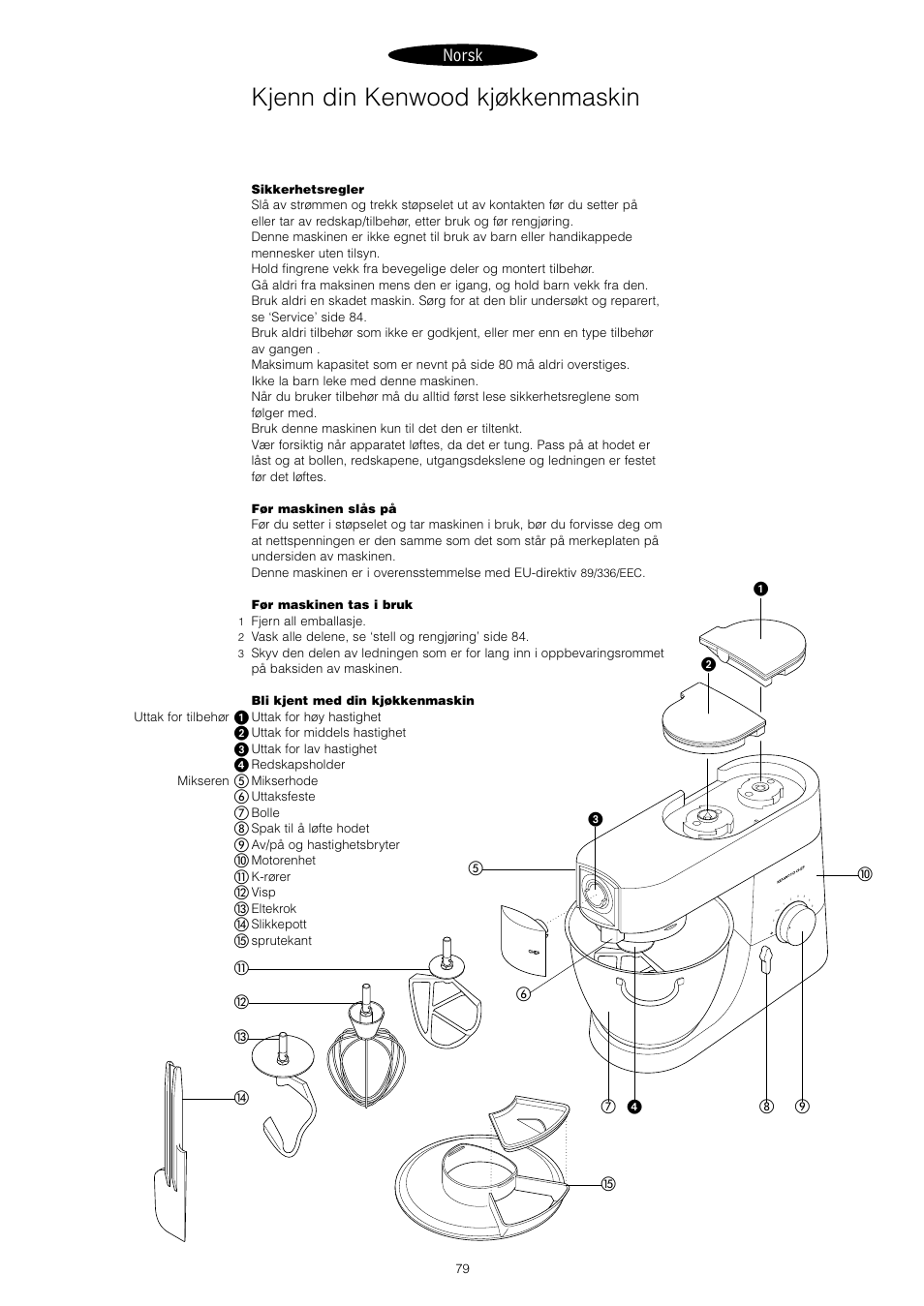 Kjenn din kenwood kjøkkenmaskin, Norsk | Kenwood KM001 series User Manual | Page 80 / 153