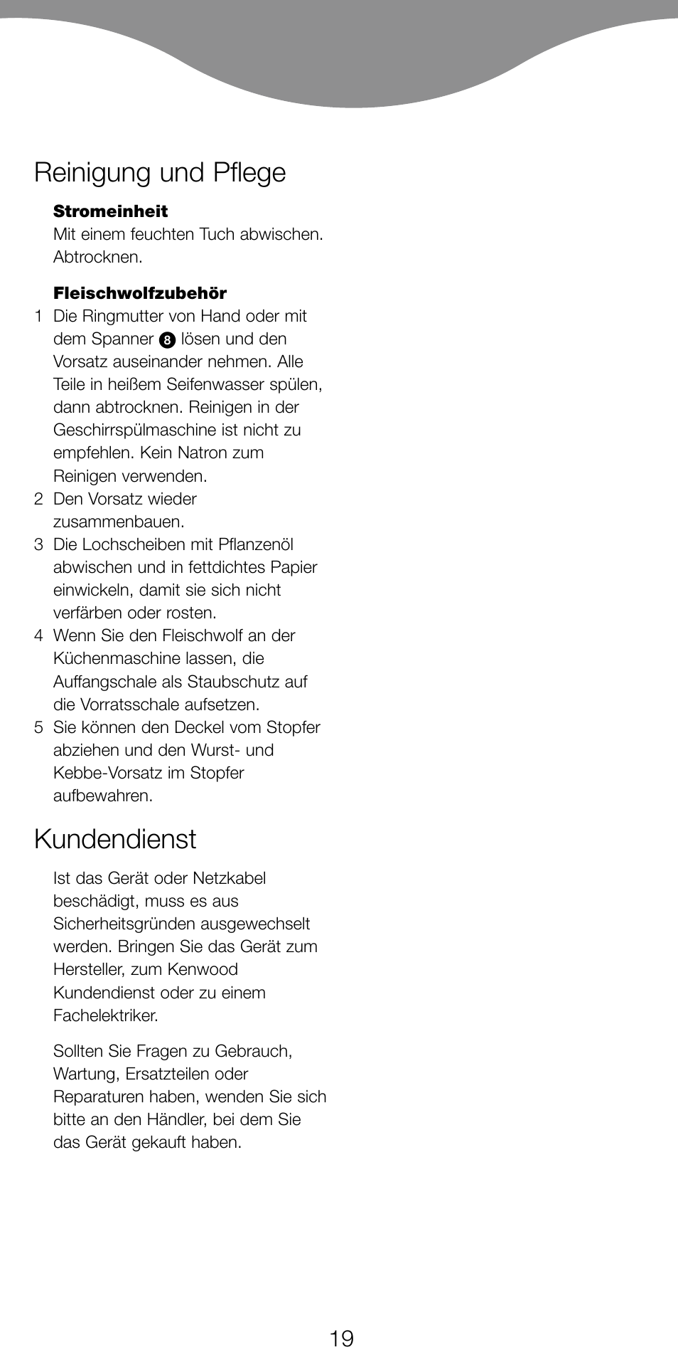 Reinigung und pflege, Kundendienst | Kenwood PG520 User Manual | Page 23 / 78