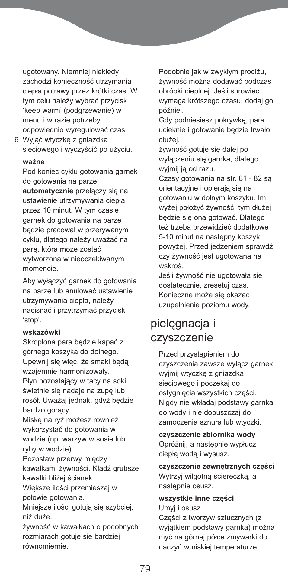 Pielëgnacja i czyszczenie | Kenwood FS460 User Manual | Page 81 / 102
