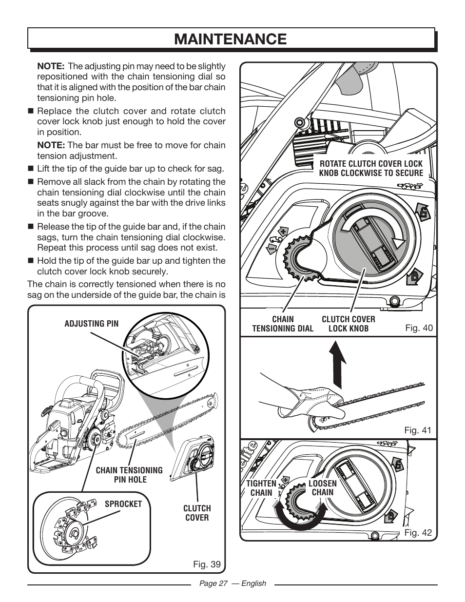 Maintenance | Homelite UT10586 User Manual | Page 27 / 120