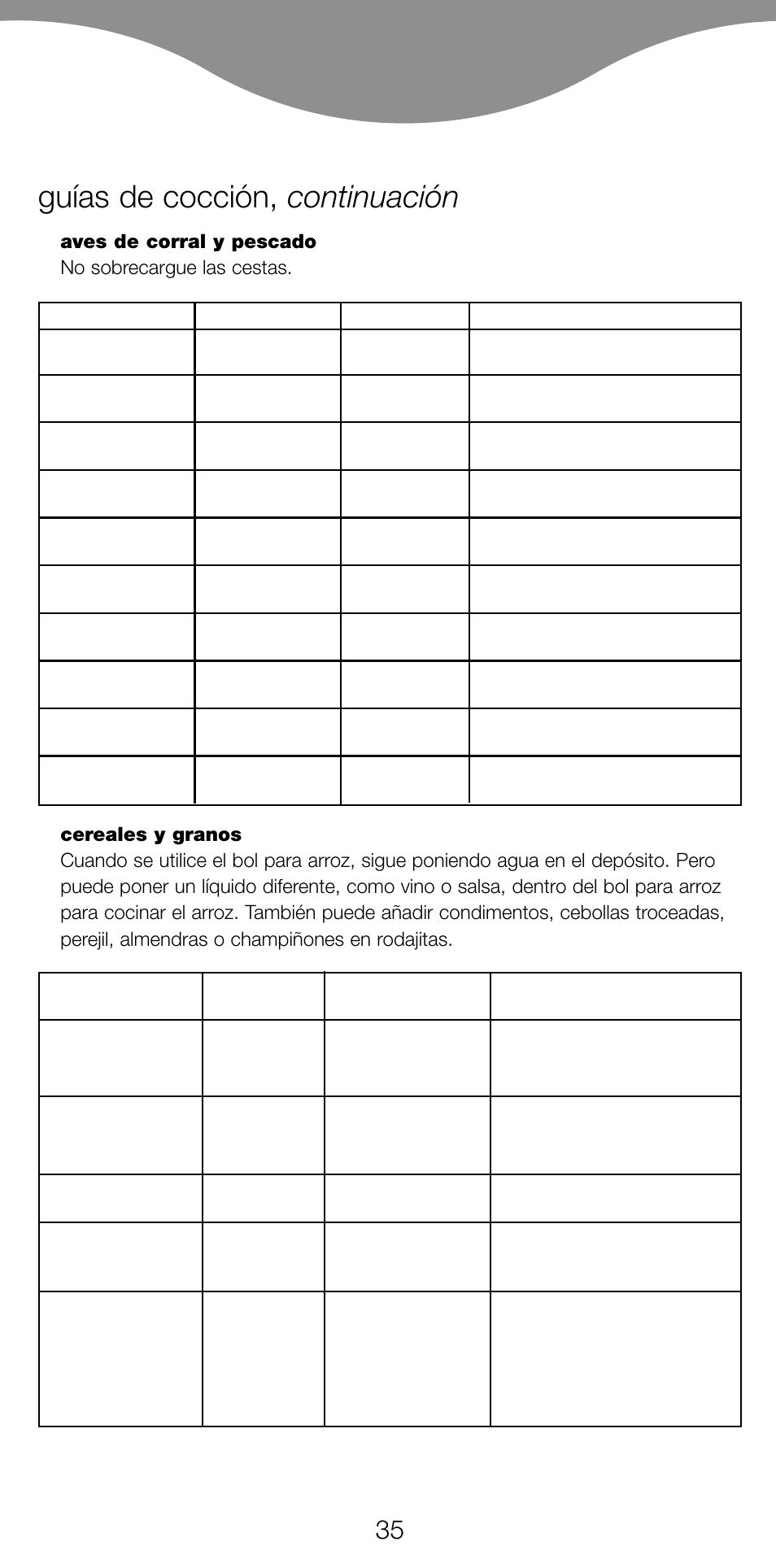 Guías de cocción, continuación | Kenwood FS360 User Manual | Page 37 / 91