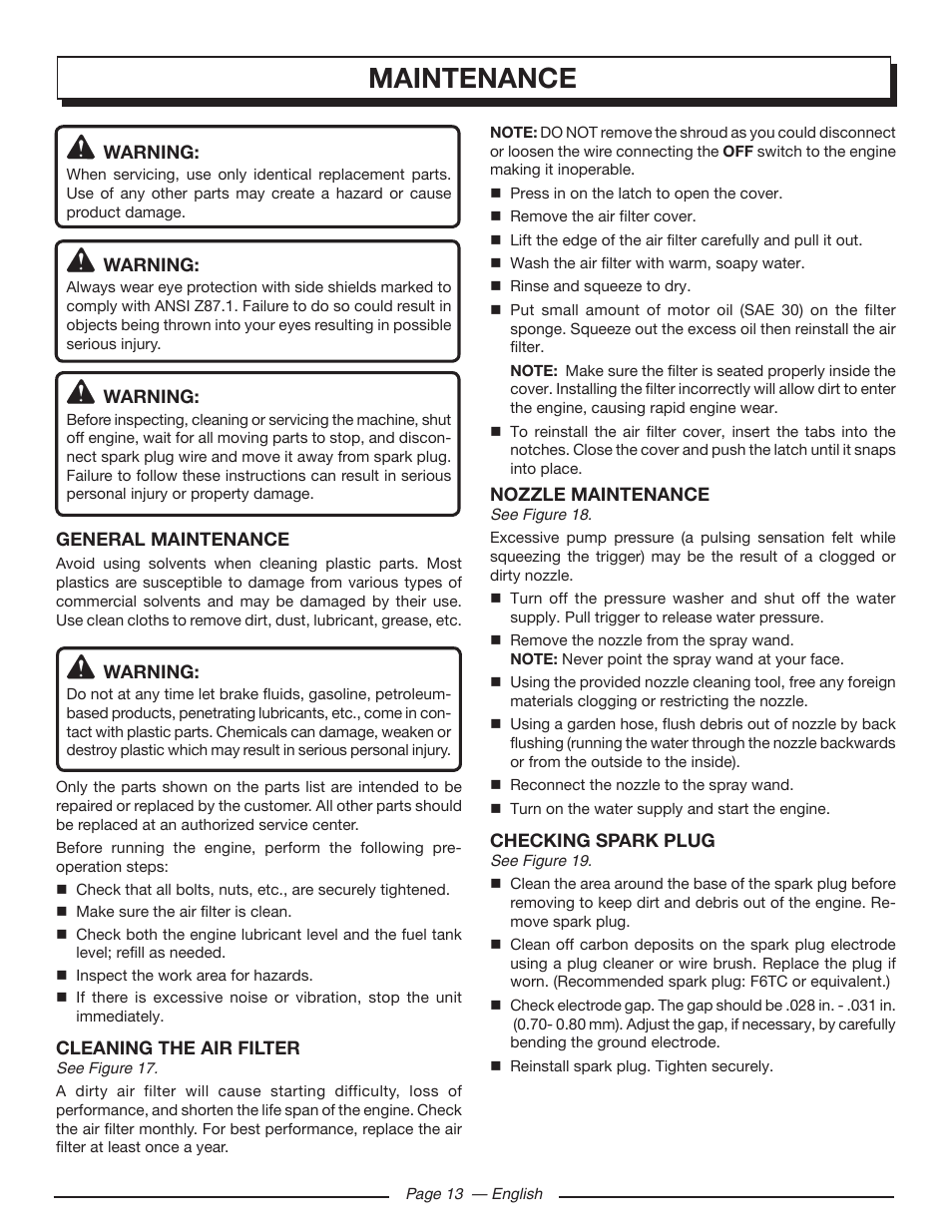 Maintenance | Homelite UT80516 User Manual | Page 17 / 56