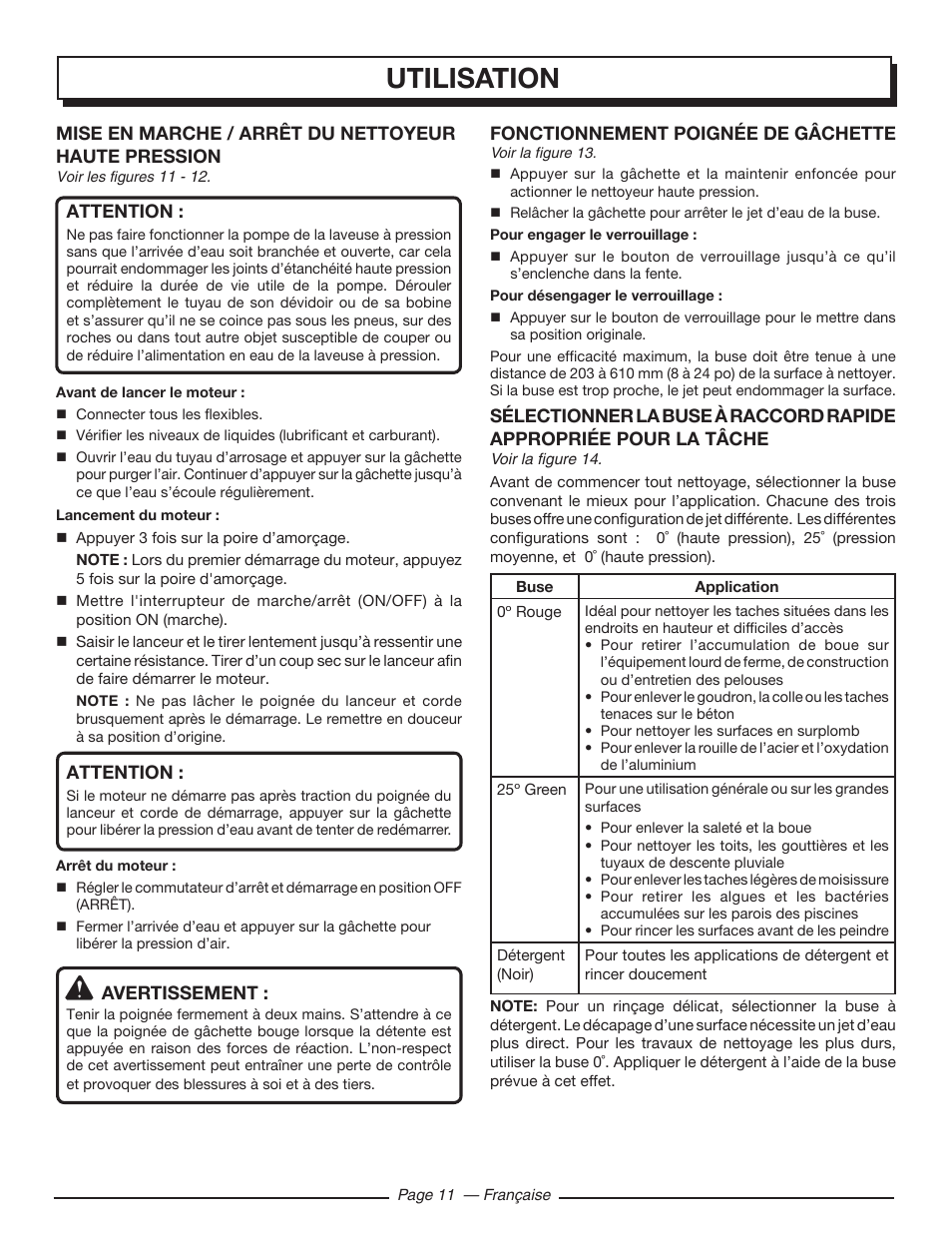 Utilisation | Homelite UT80516 User Manual | Page 31 / 56