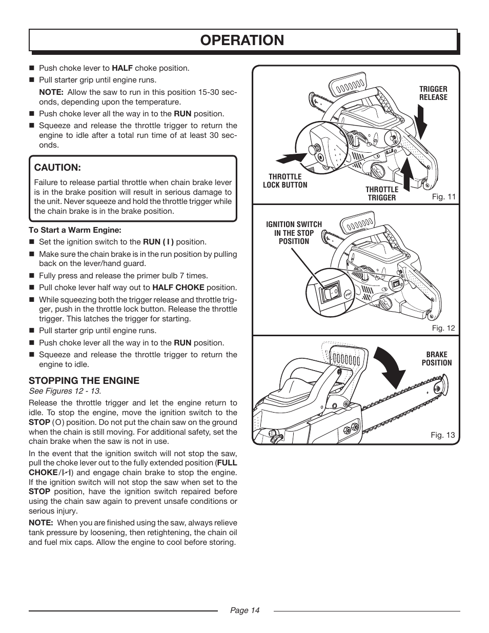 Operation | Homelite UT10516/16 IN. 33CC User Manual | Page 14 / 38