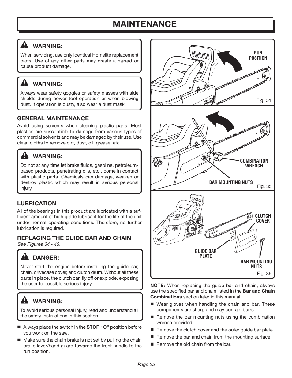 Maintenance | Homelite UT10516/16 IN. 33CC User Manual | Page 22 / 38