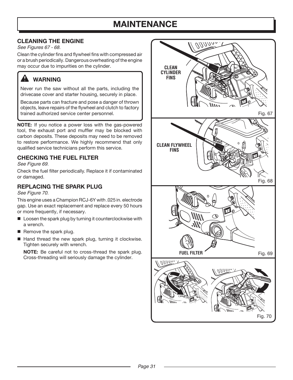 Maintenance | Homelite UT10516/16 IN. 33CC User Manual | Page 31 / 38