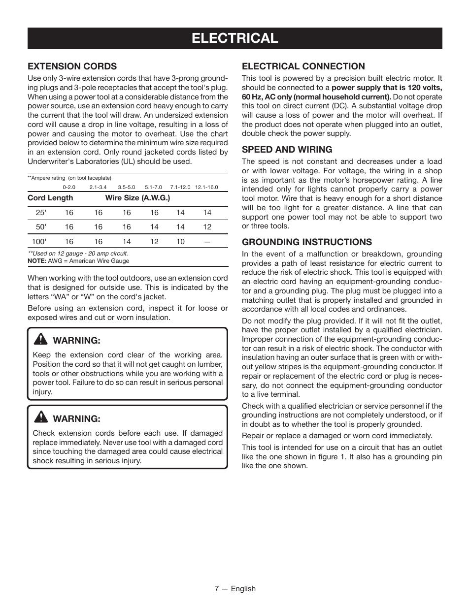 Electrical | Homelite UT49103 User Manual | Page 9 / 38