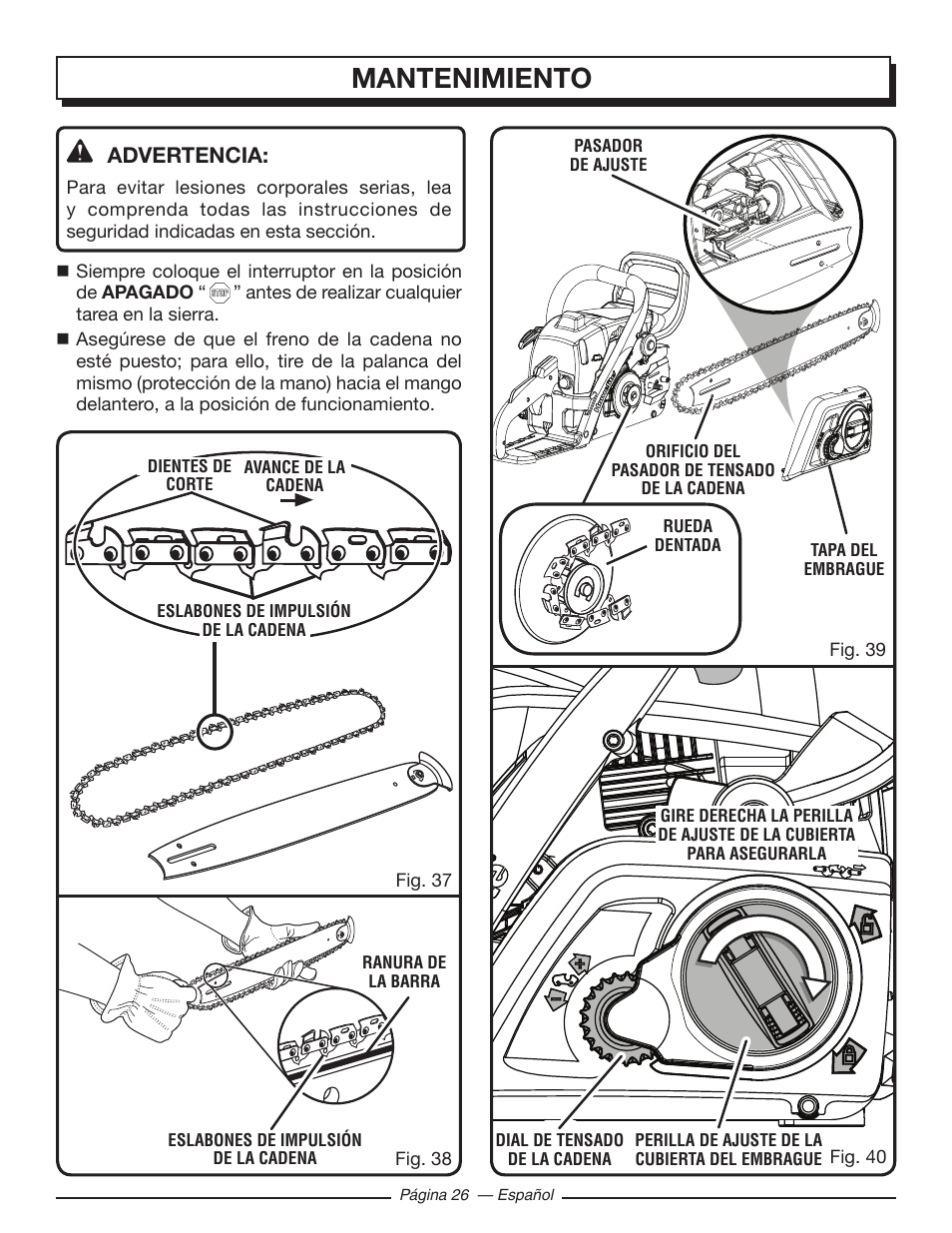 Mantenimiento | Homelite UT10585 User Manual | Page 106 / 124
