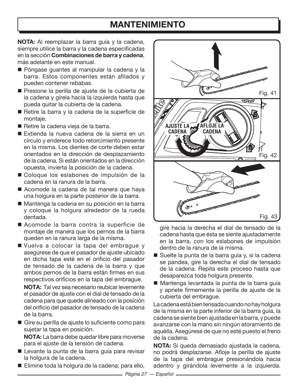 Mantenimiento | Homelite UT10585 User Manual | Page 107 / 124