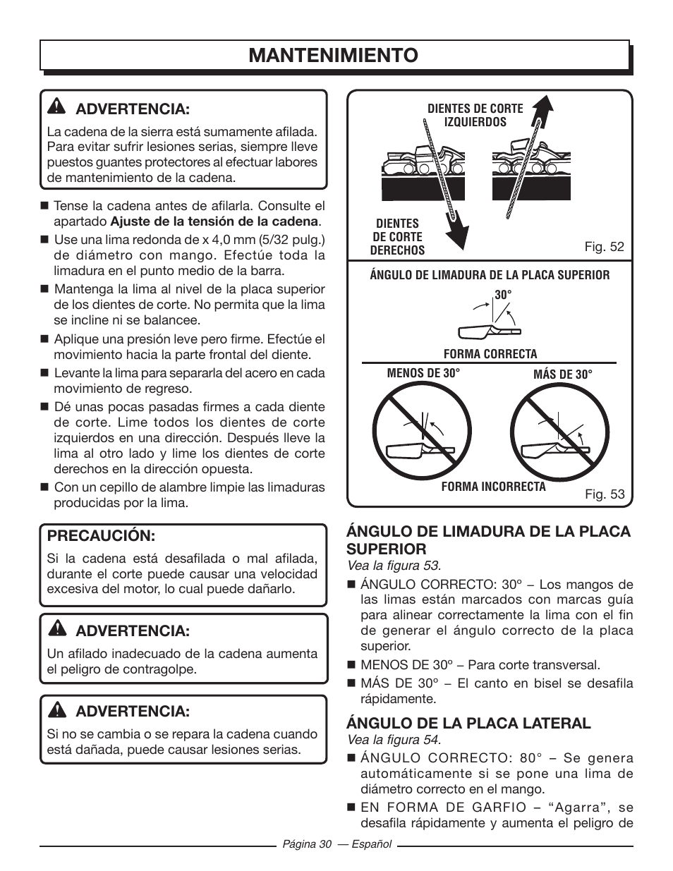 Mantenimiento | Homelite UT10585 User Manual | Page 110 / 124
