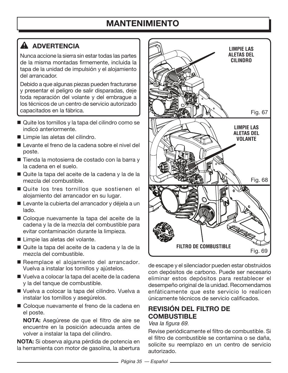 Mantenimiento | Homelite UT10585 User Manual | Page 115 / 124