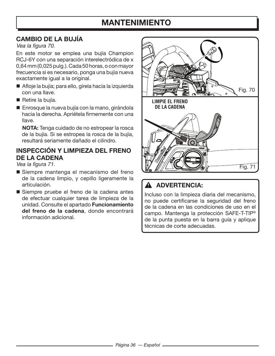 Mantenimiento | Homelite UT10585 User Manual | Page 116 / 124
