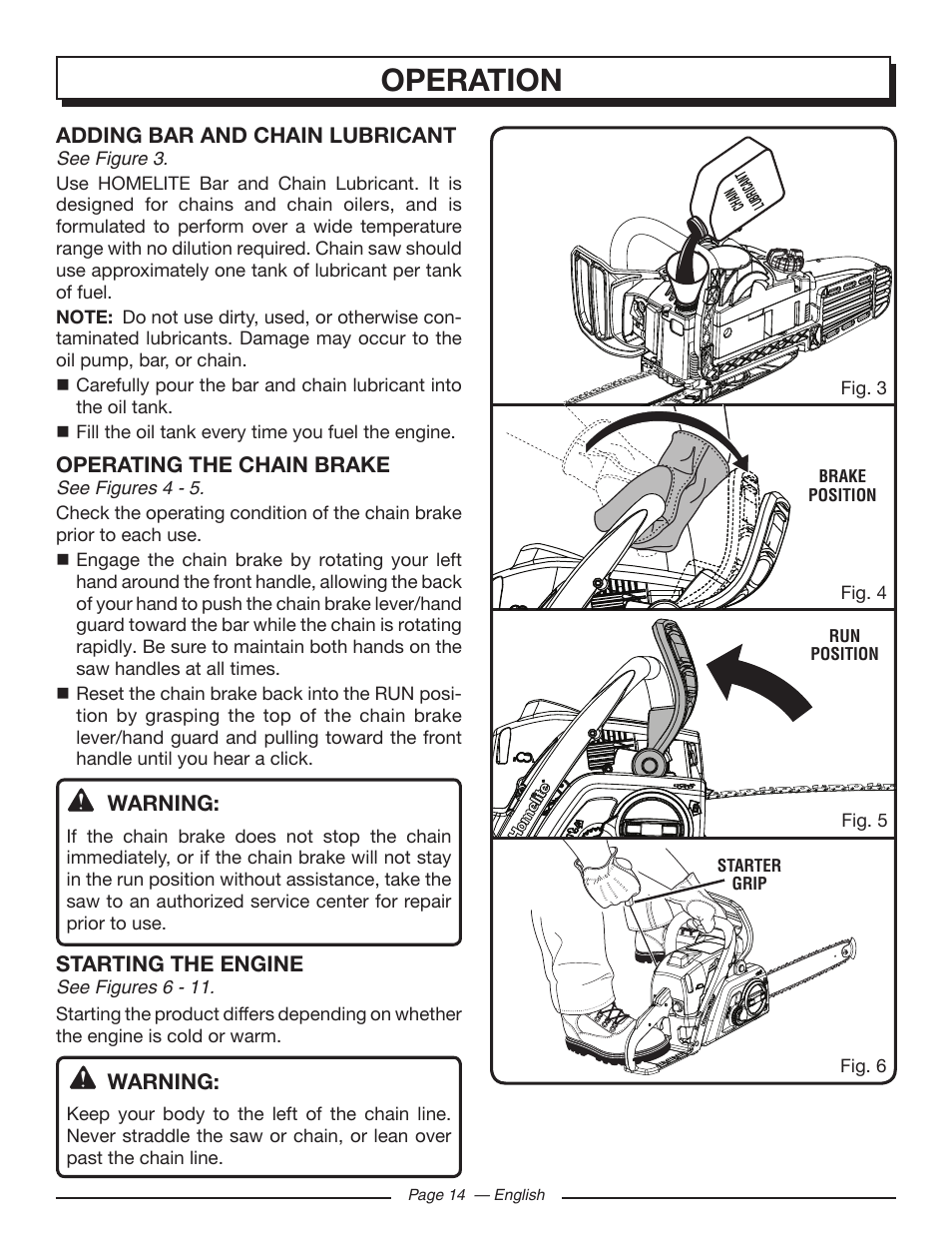 Operation | Homelite UT10585 User Manual | Page 14 / 124