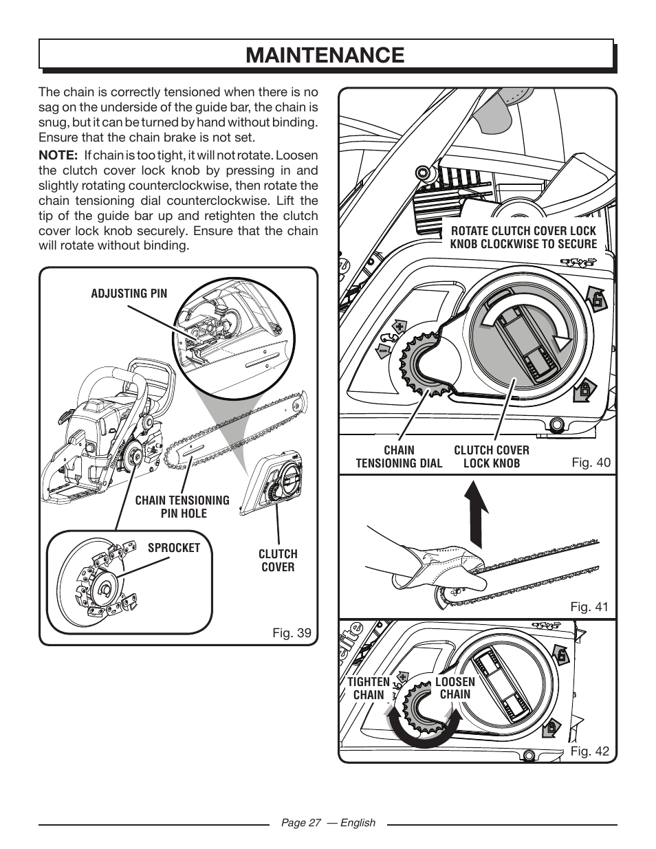Maintenance | Homelite UT10585 User Manual | Page 27 / 124
