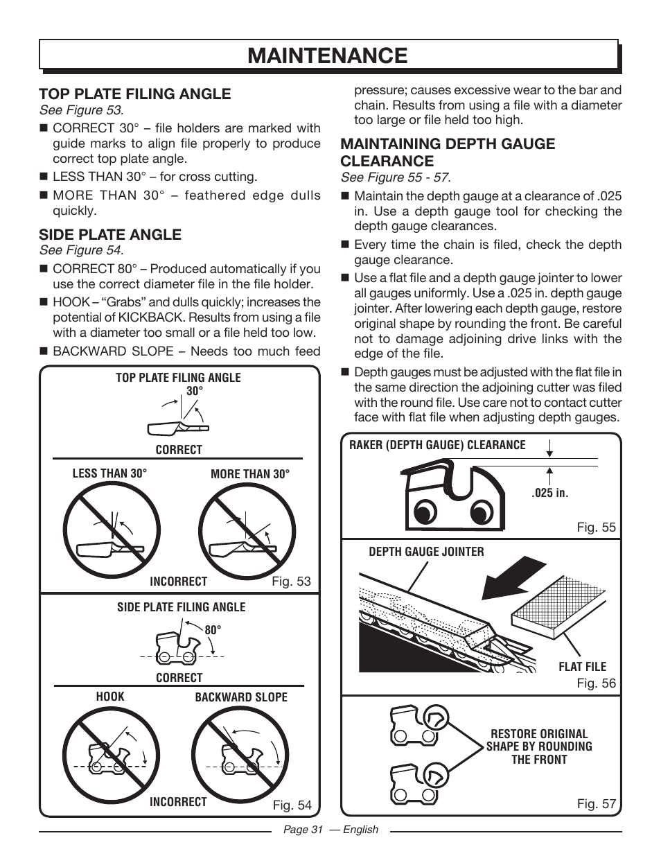 Maintenance | Homelite UT10585 User Manual | Page 31 / 124