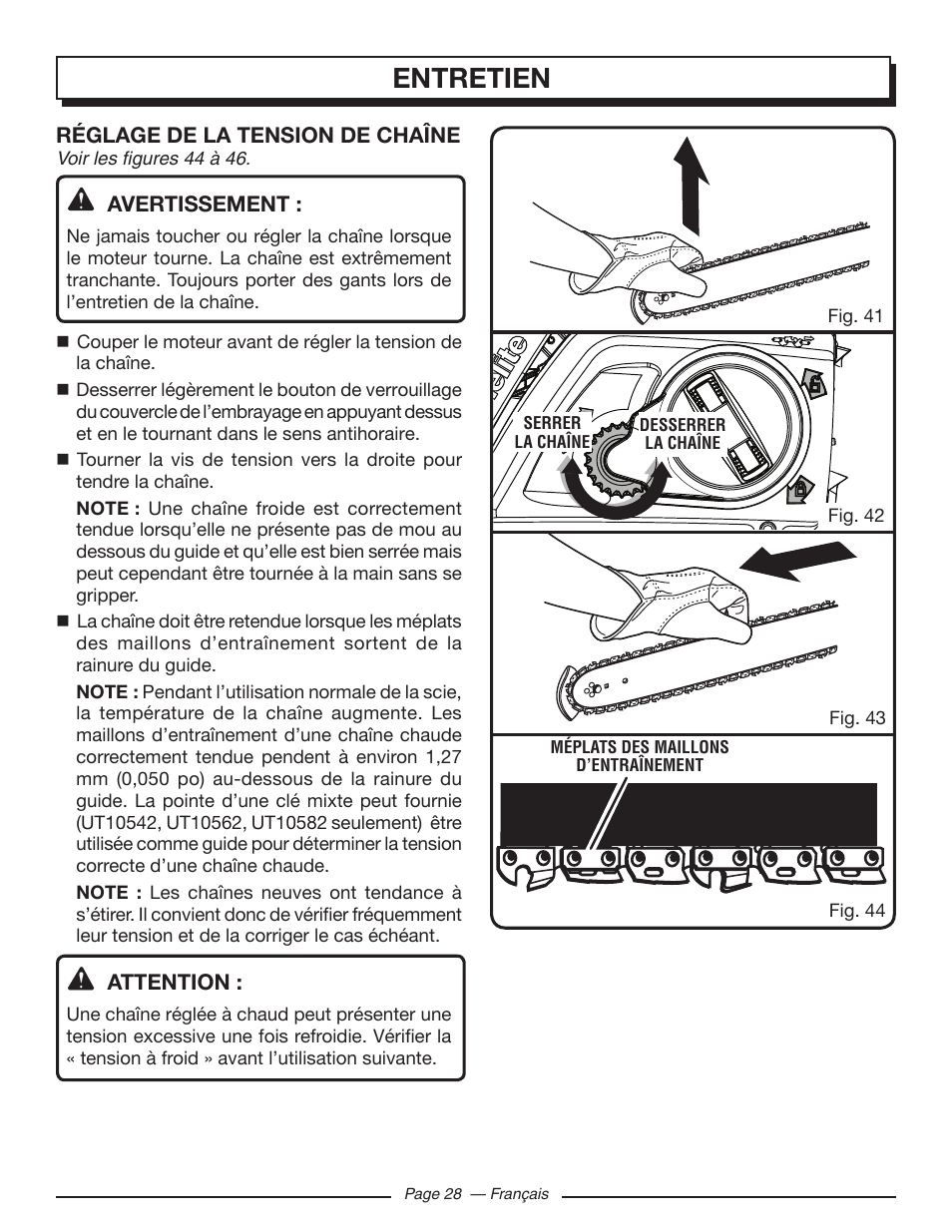 Entretien | Homelite UT10585 User Manual | Page 68 / 124
