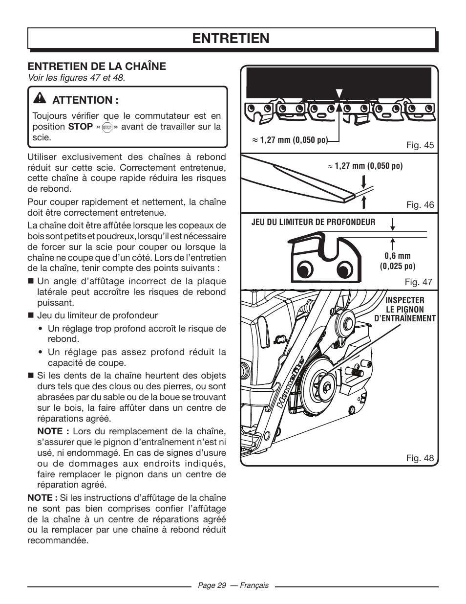 Entretien | Homelite UT10585 User Manual | Page 69 / 124