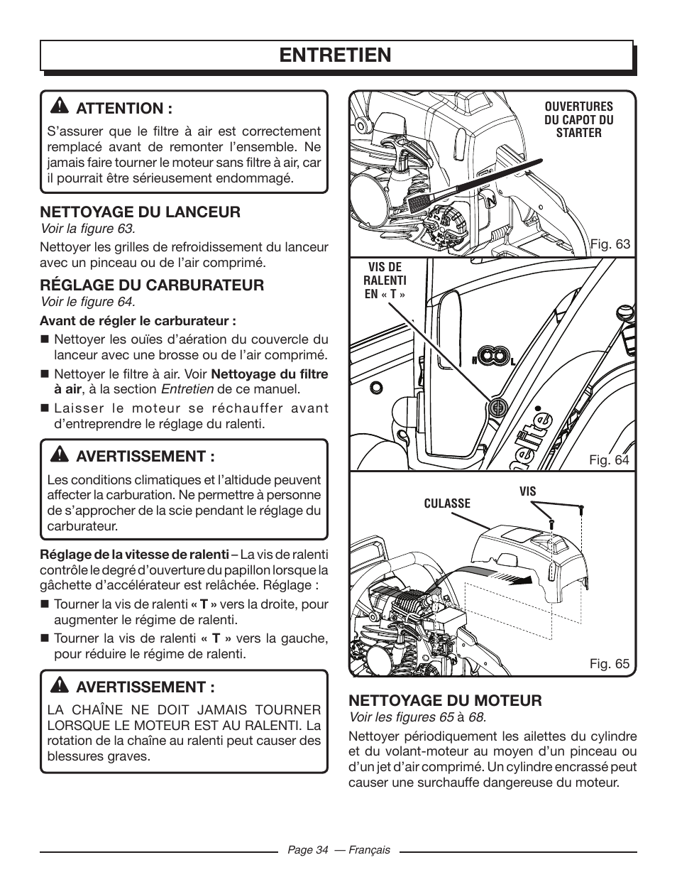 Entretien | Homelite UT10585 User Manual | Page 74 / 124