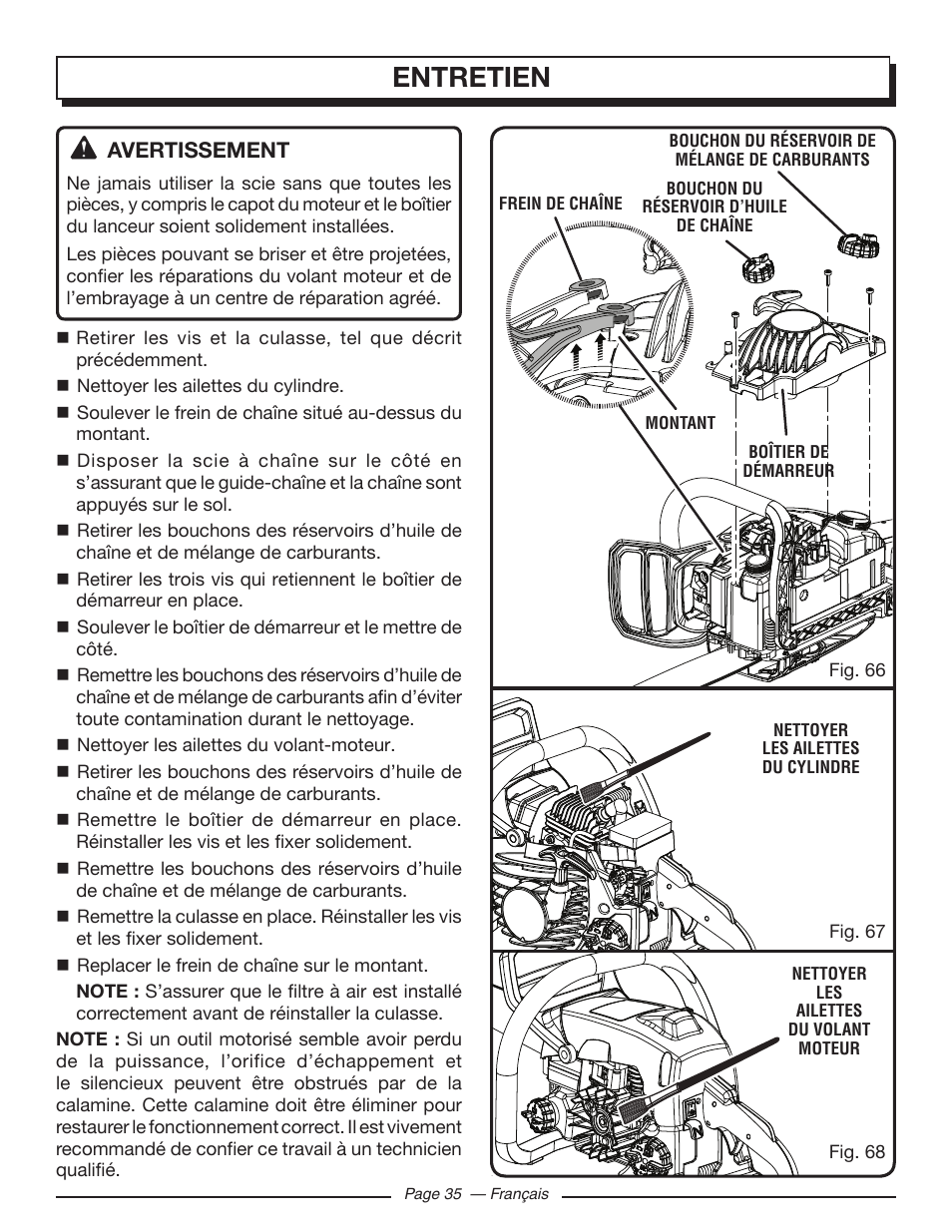 Entretien | Homelite UT10585 User Manual | Page 75 / 124