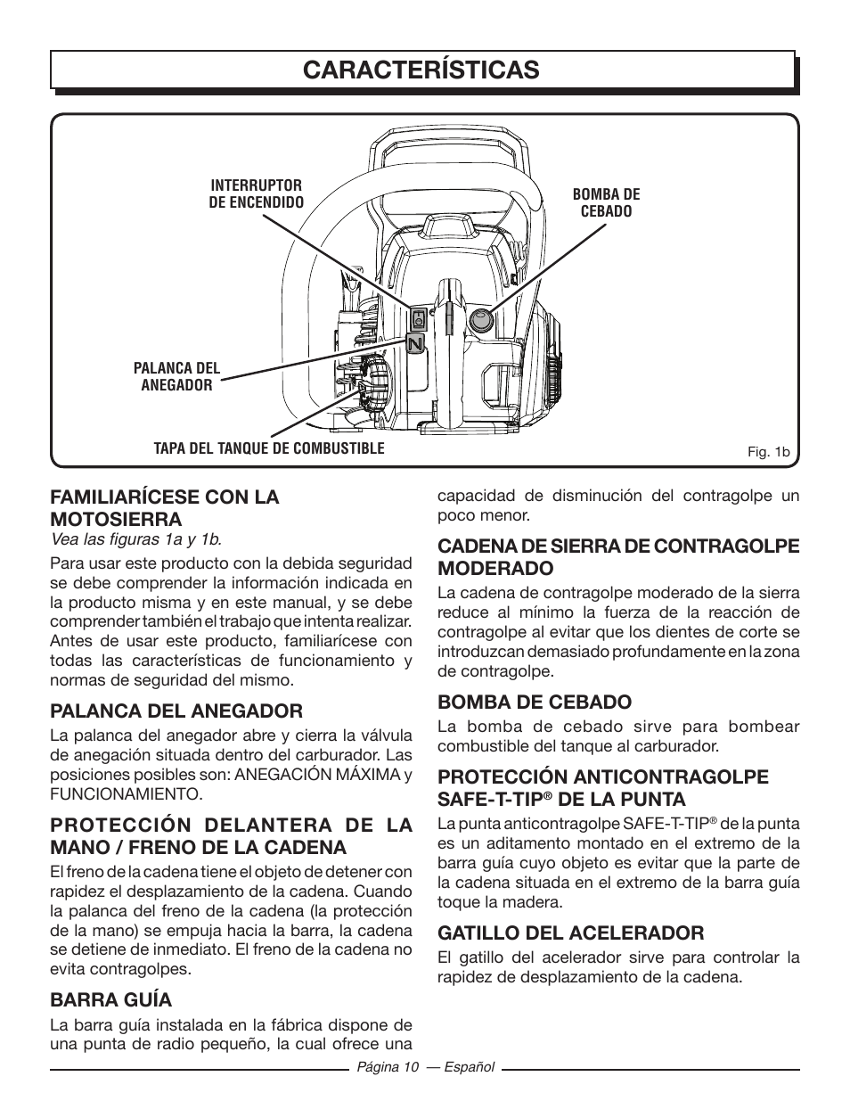 Características | Homelite UT10585 User Manual | Page 90 / 124
